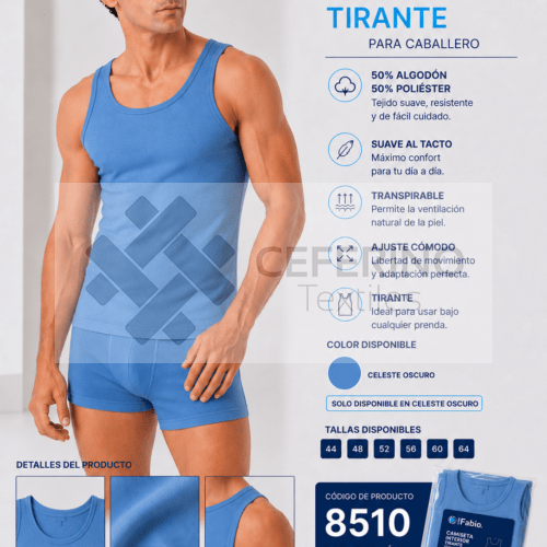 Camiseta interior caballero algodón tirantes Fabio 8510