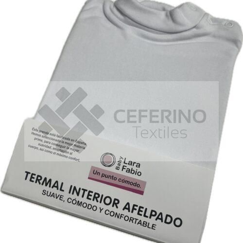 Body bebe manga larga cuello cisne BLANCO afelpado Fabio/Lara 8132B.