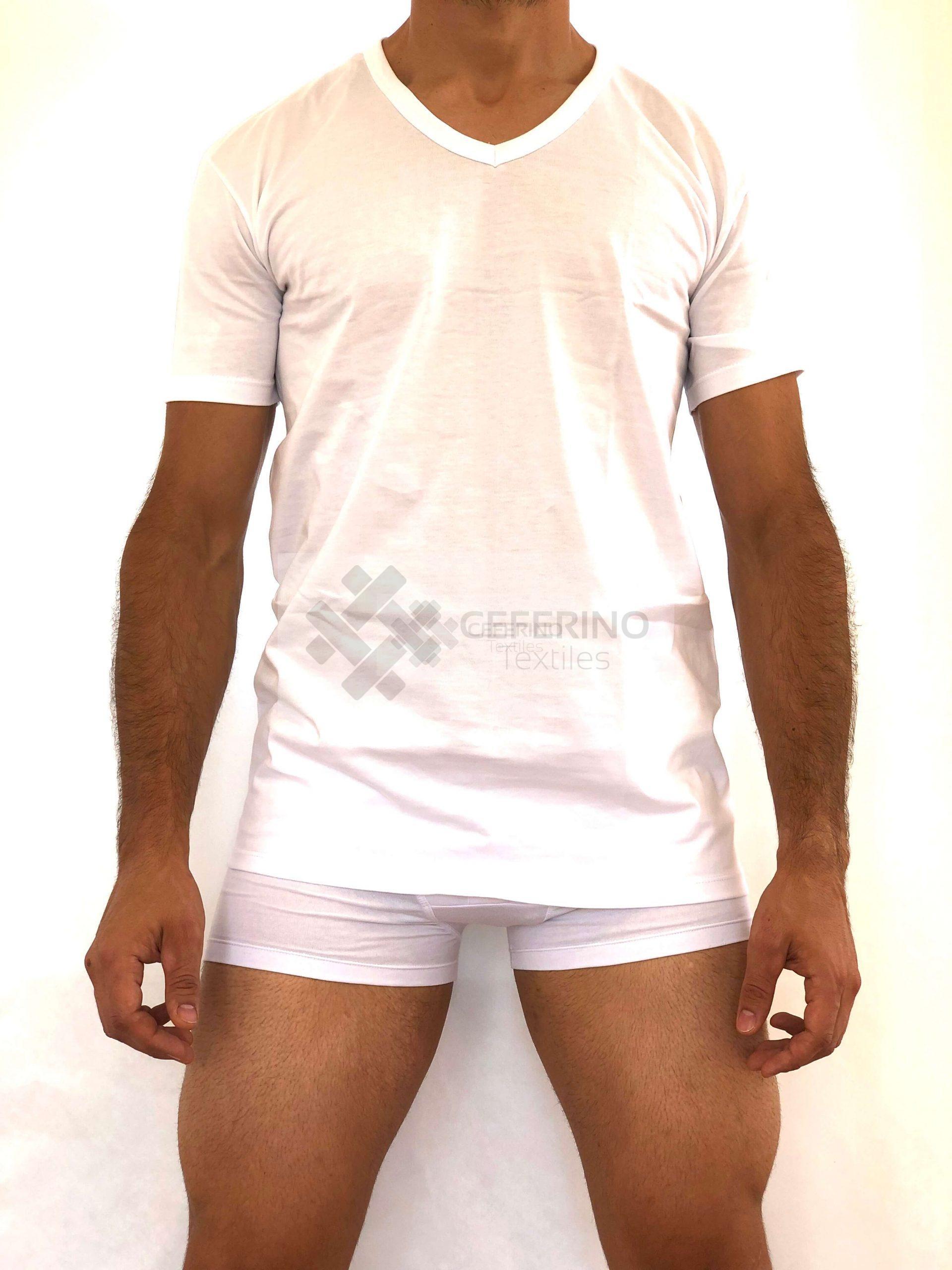 Camiseta interior M/C caballero 100% algodón cuello pico 48 - 64 Fabio 8552