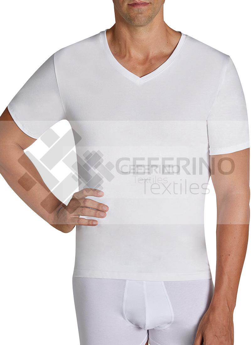 Camiseta manga corta cuello pico algodón caballero Ysabel Mora 20100