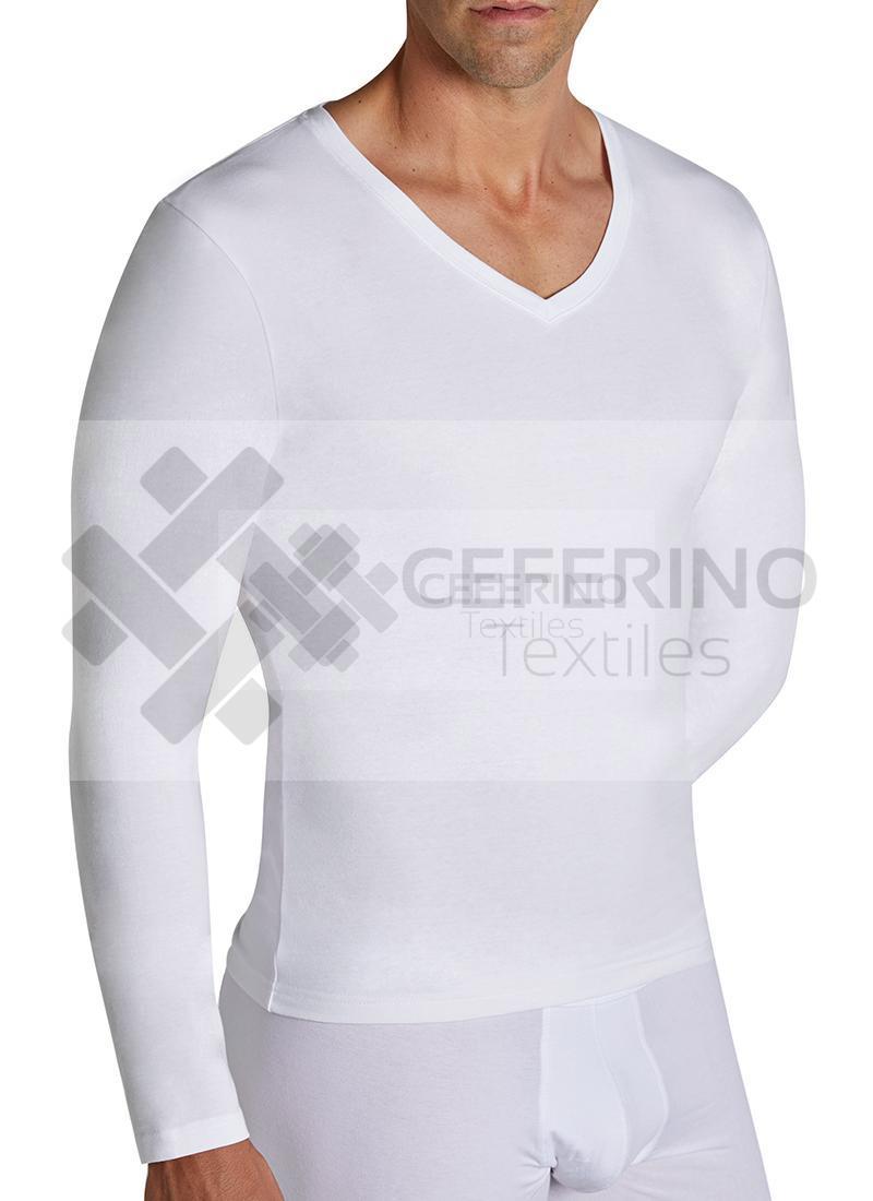 Camiseta manga larga cuello pico algodón caballero Ysabel Mora 20101
