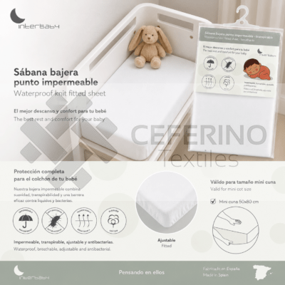 Bajera de punto impermeable mini cuna Interbaby 817.