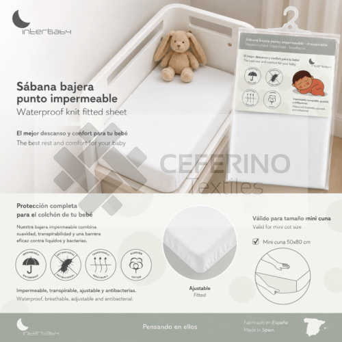 Bajera de punto impermeable mini cuna Interbaby 817.