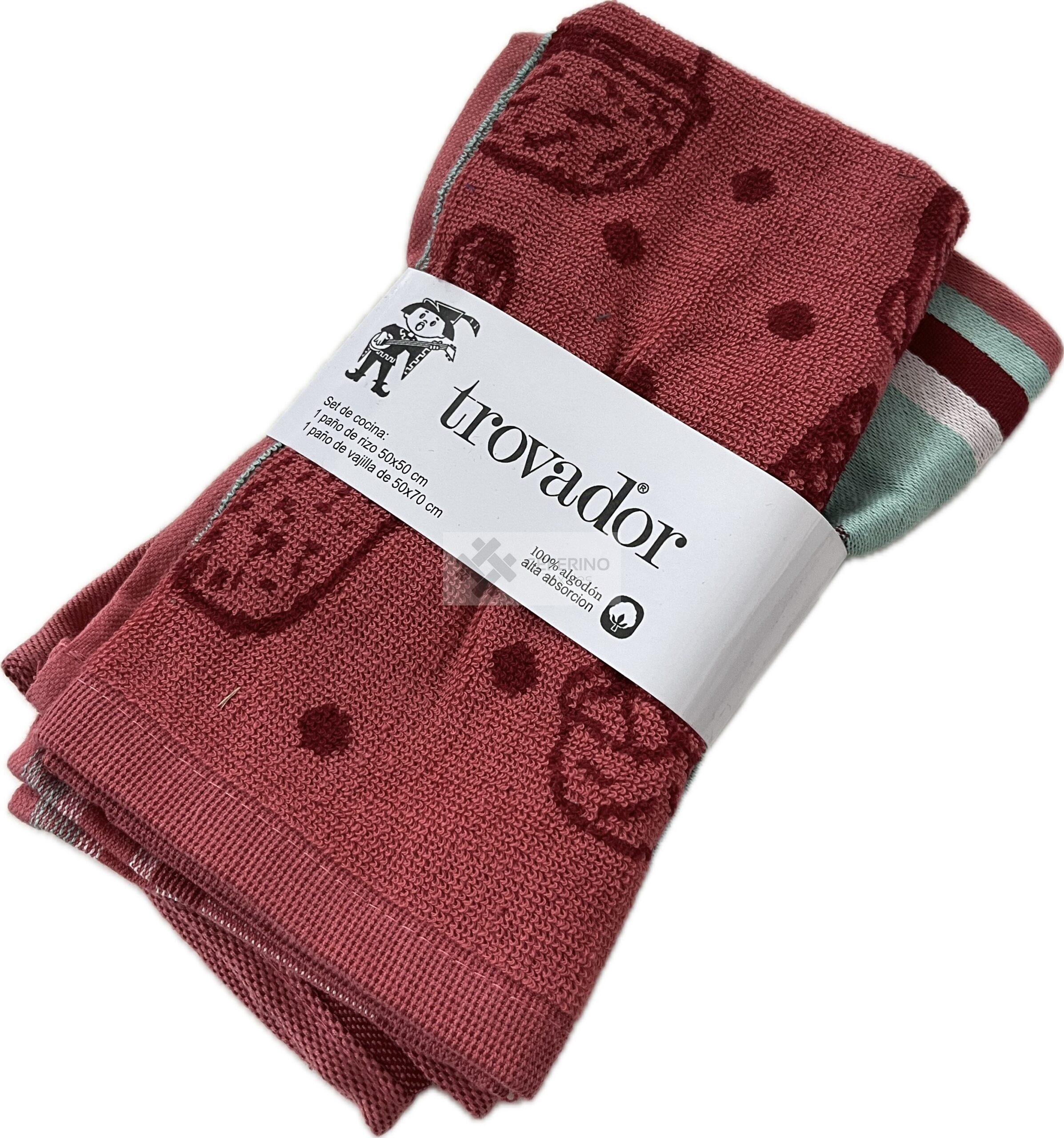 Set de 2 Paños cocina 1 de rizo y 1 de vajilla Trovador 155.