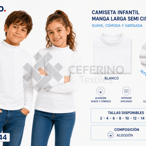 Jersey unisex infantil semi cisne algodón blanco Fabio 8144B.
