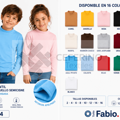 Jersey unisex infantil semi cisne algodón color 2-16 Fabio 8144C color.