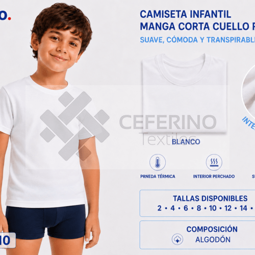 Camiseta niño manga corta Algodón térmico 2-16 Fabio 8110.