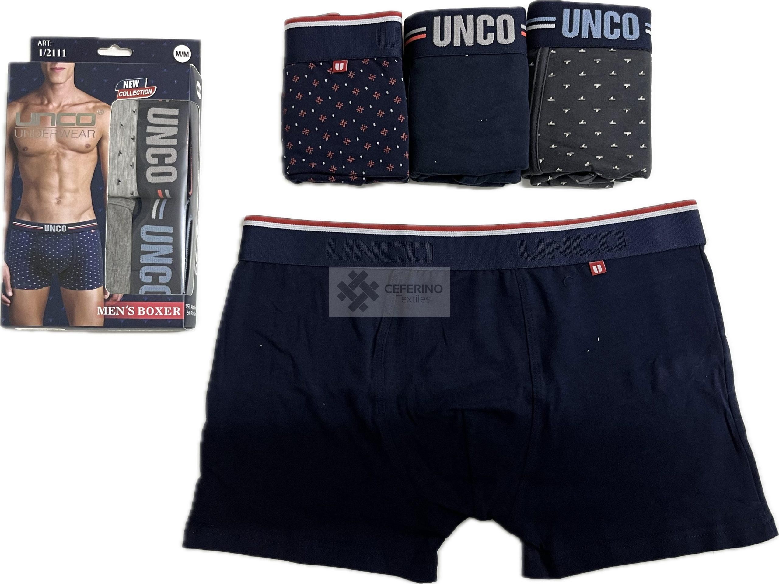 Pack 2 Bóxer algodón UNCO 1/2090 M a 3XL.