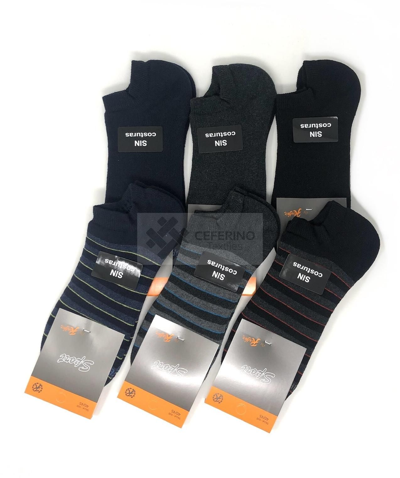 Calcetines invisibles caballero negro o caja PACK 12 fantasía Rodfer 6109.