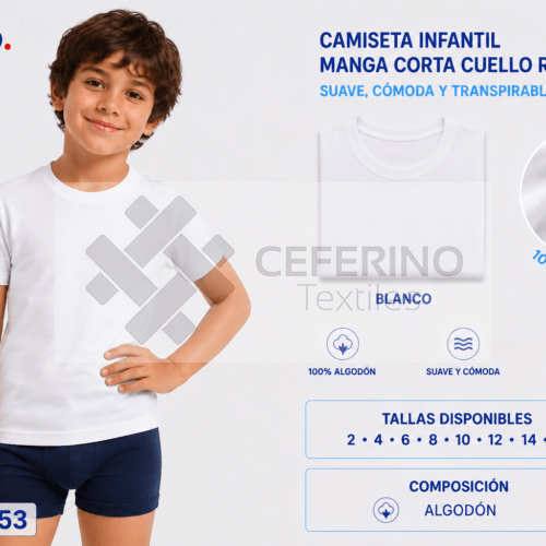 Camiseta interior niño manga corta algodón 2-16 Fabio 8453.