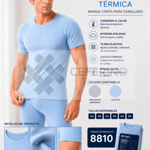 Camiseta caballero interior algodón afelpado M/C cuello redondo Fabio 8810.