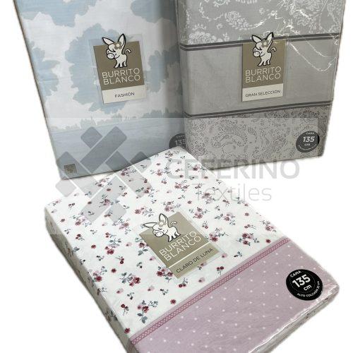 Juego Sabana tela para cama 90 - 200 Burrito Blanco.
