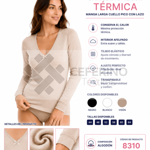 Camiseta señora interior termal manga larga 44-64 Lara 8310.