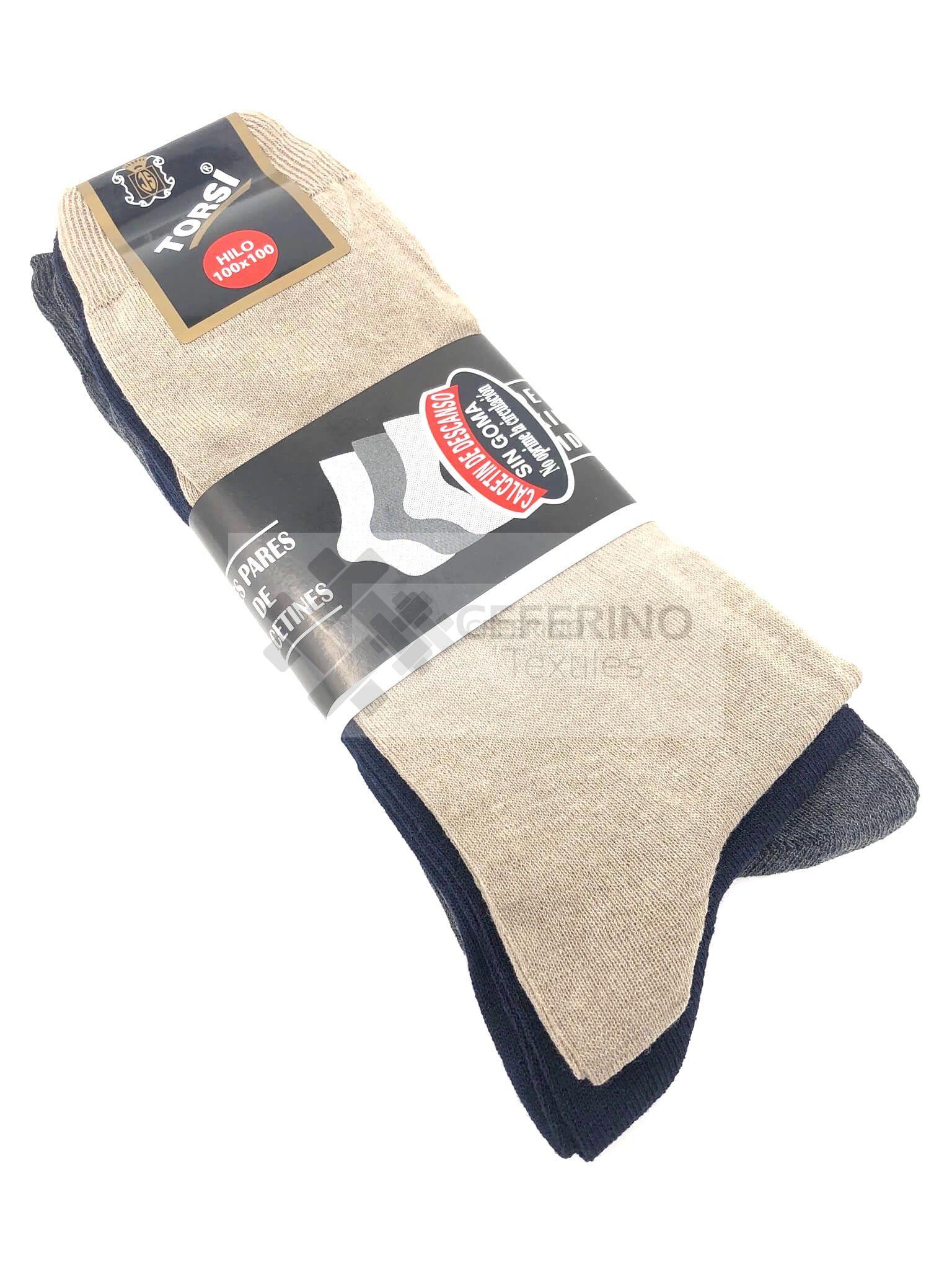Pack 3 calcetines de hilo sin goma Surtido Torsi caballero 101.