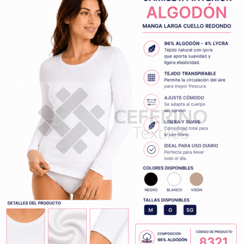 Camiseta interior señora manga larga M - SG Lara 8321.
