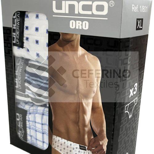 Pack 3 Slips estampados algodón caballero serie ORO UNCO 801
