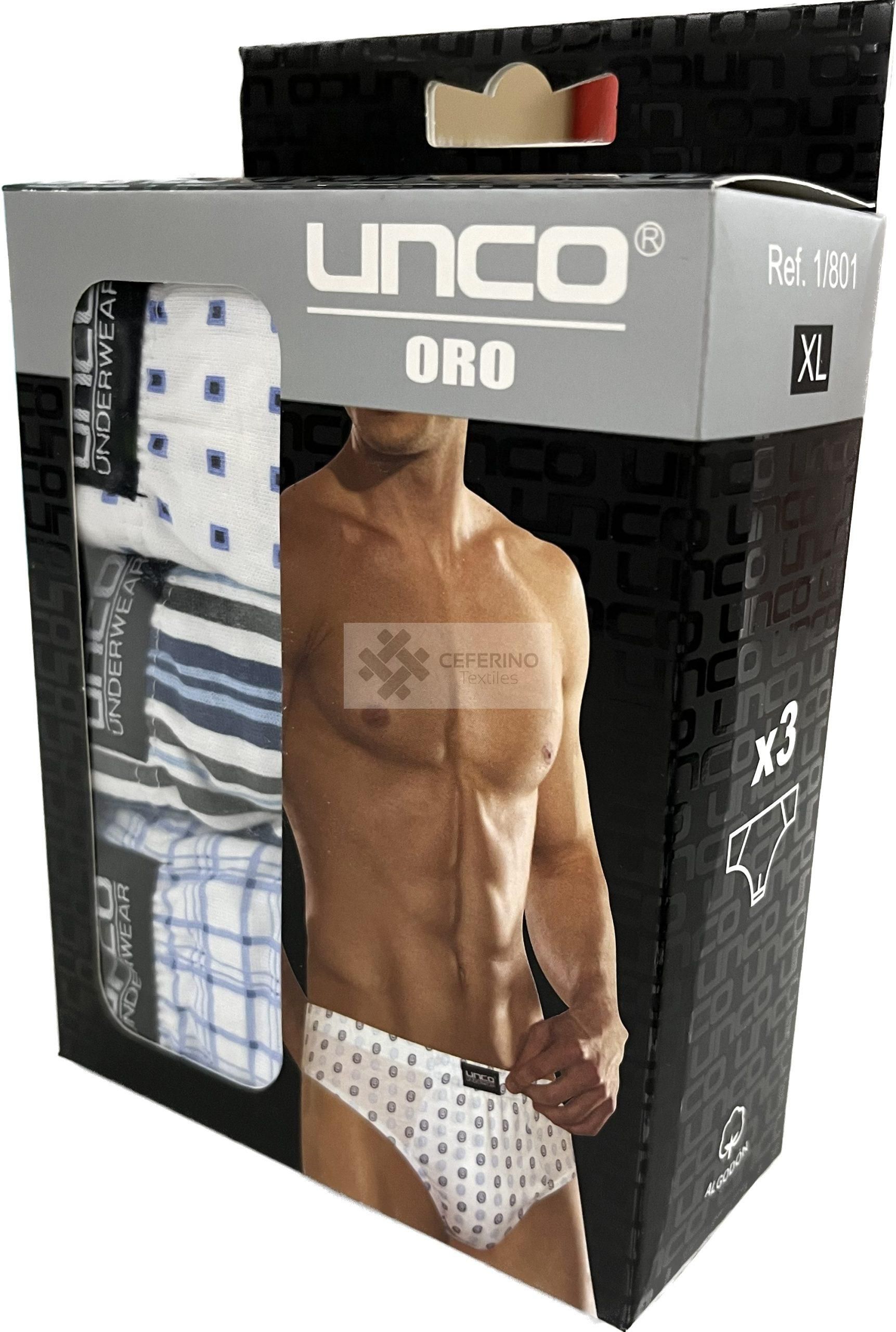 Pack 3 Slips estampados algodón caballero serie ORO UNCO 801