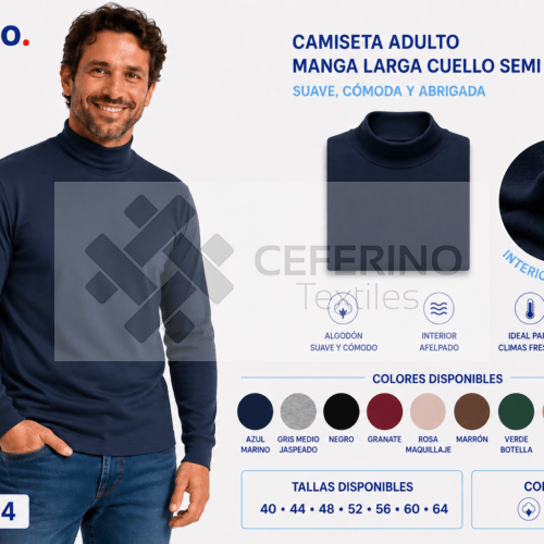 Jersey unisex cuello semi cisne algodón colores Fabio 9244C.