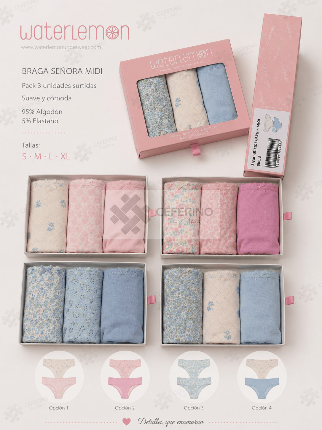 Pack 3 Bragas MIDI S-XL WATERLEMON