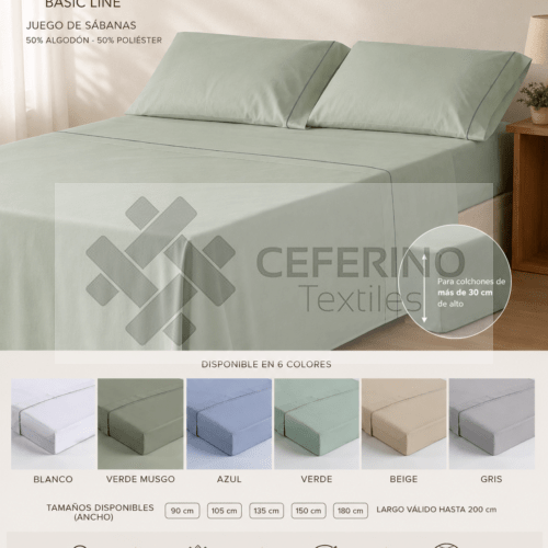 Juego Sabana tela lisa con vivo para cama 90 - 180 Stilia.