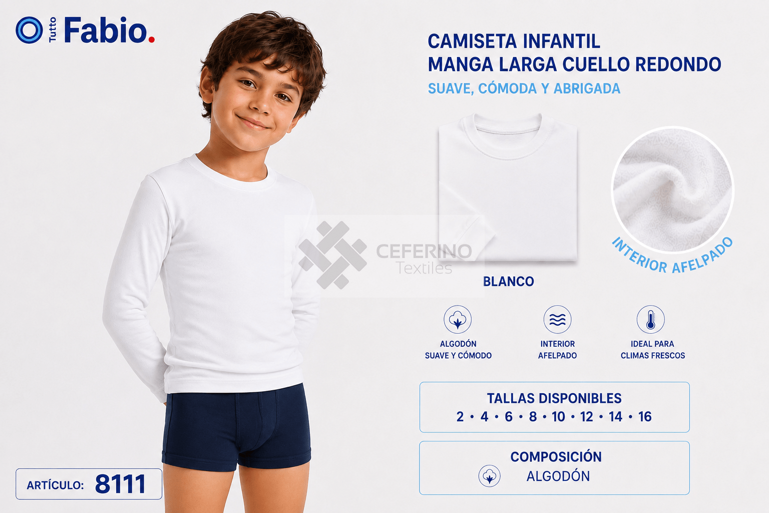 Camiseta niño interior manga larga termal 2-16 Fabio 8111.