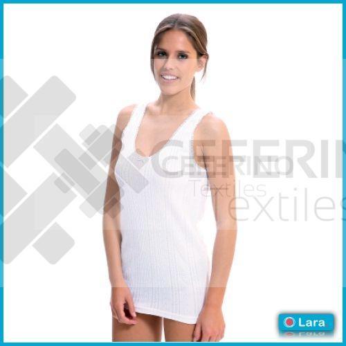 Camiseta interior señora calada tirante ancho 44-64 Lara 8372.