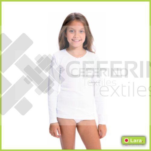 Camiseta interior de niña manga larga algodón 2-16 Lara 8610.