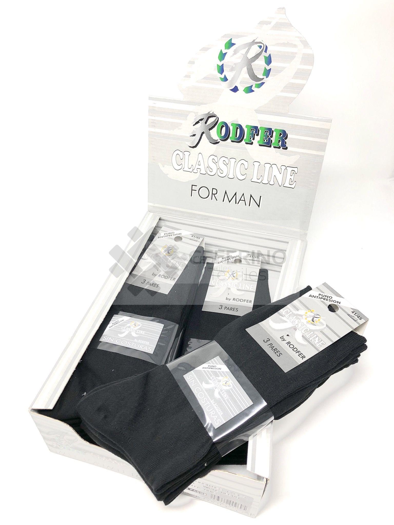 Expositor de 18 calcetines de algodón fino de caballero Rodfer 3002.