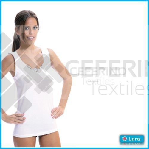 Camiseta interior señora tirante ancho bordado 44-64 Lara 9720.