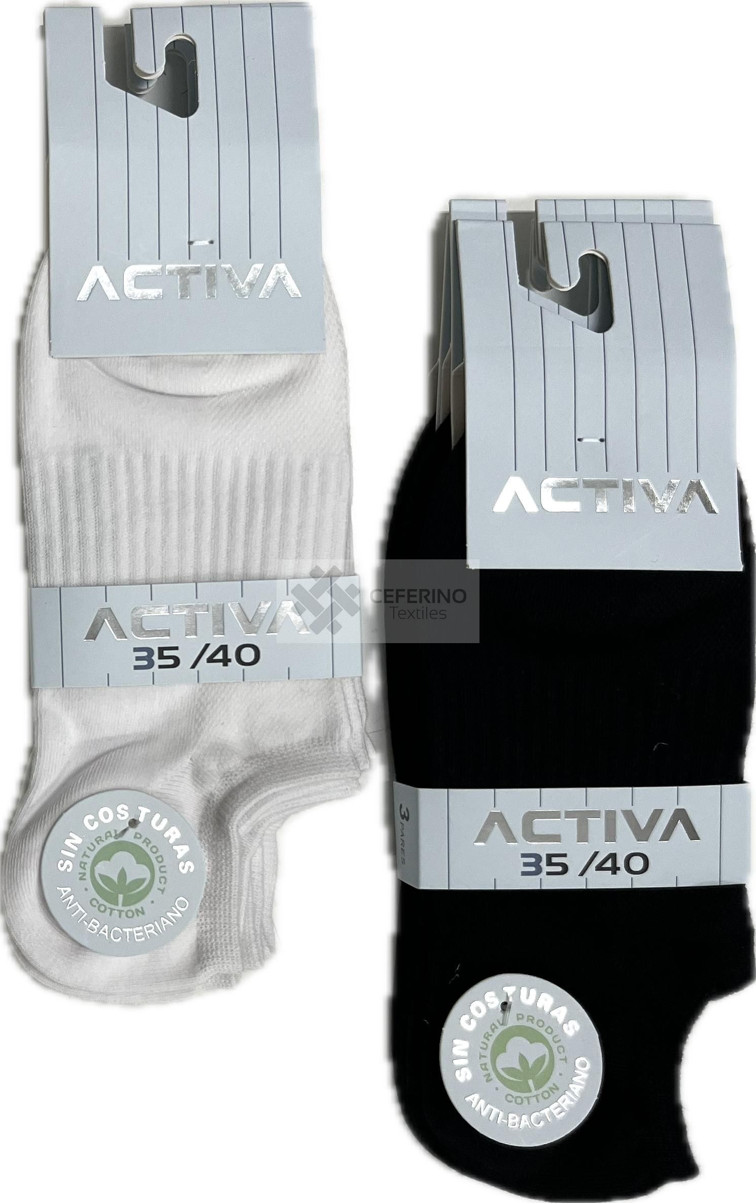 Pack de 12 calcetines tobilleros cortos unisex 35-45 Activa 40. - Imagen 2