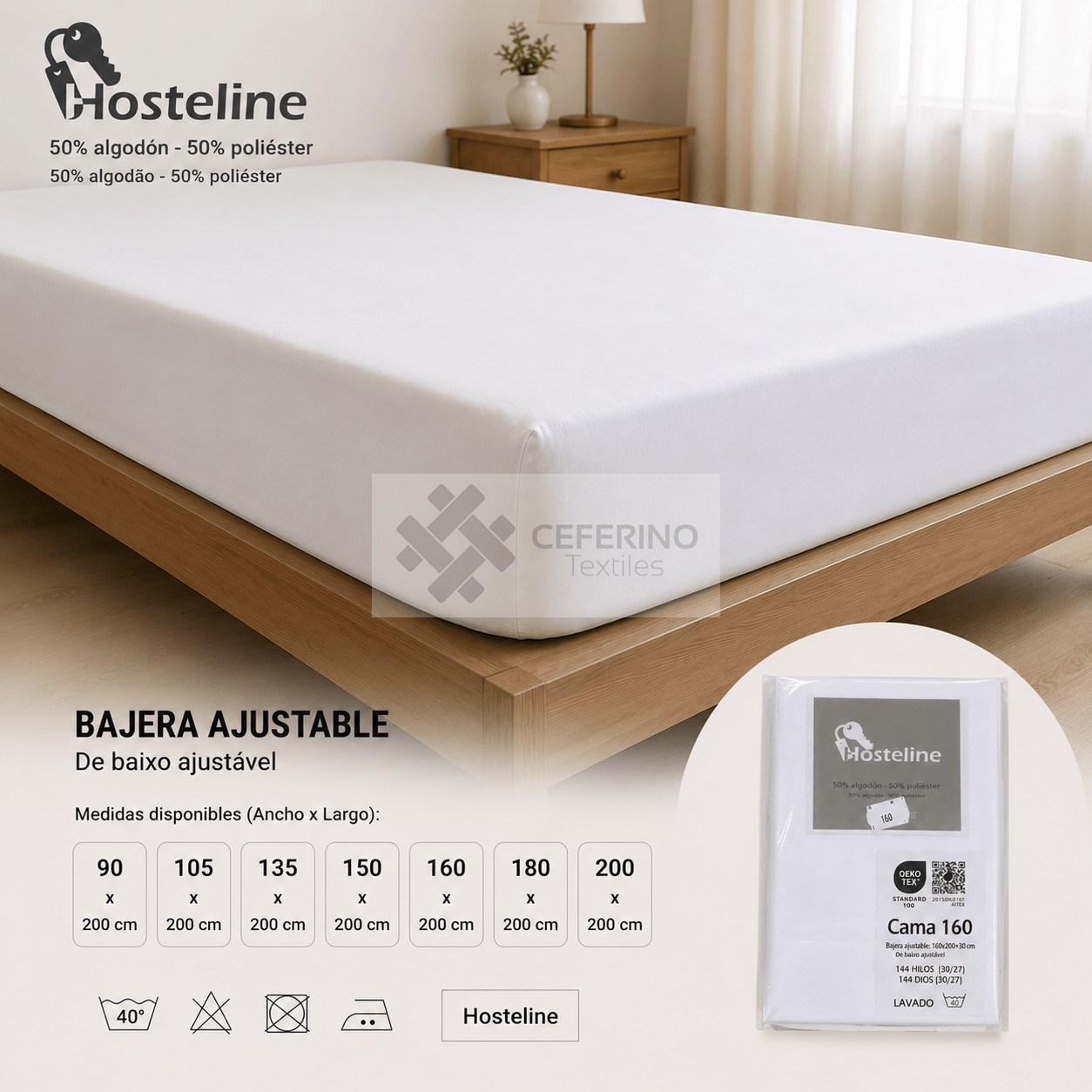 Bajera Hostelería de tela para cama Hosteline 90 - 200 cm.