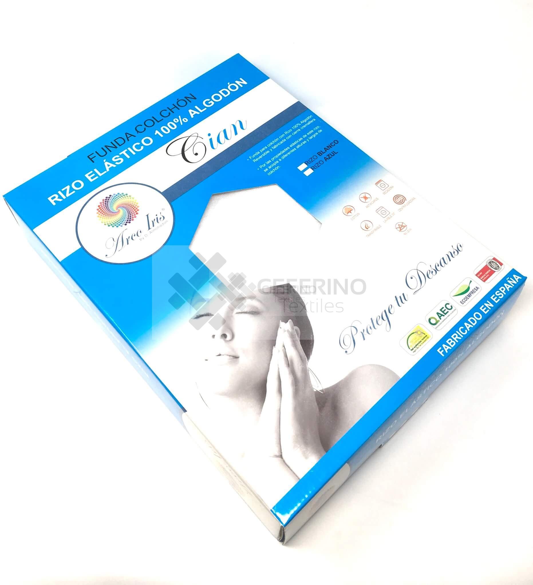 Funda de rizo para colchón 90 - 200 Cian Arco Iris Don Almohadón.