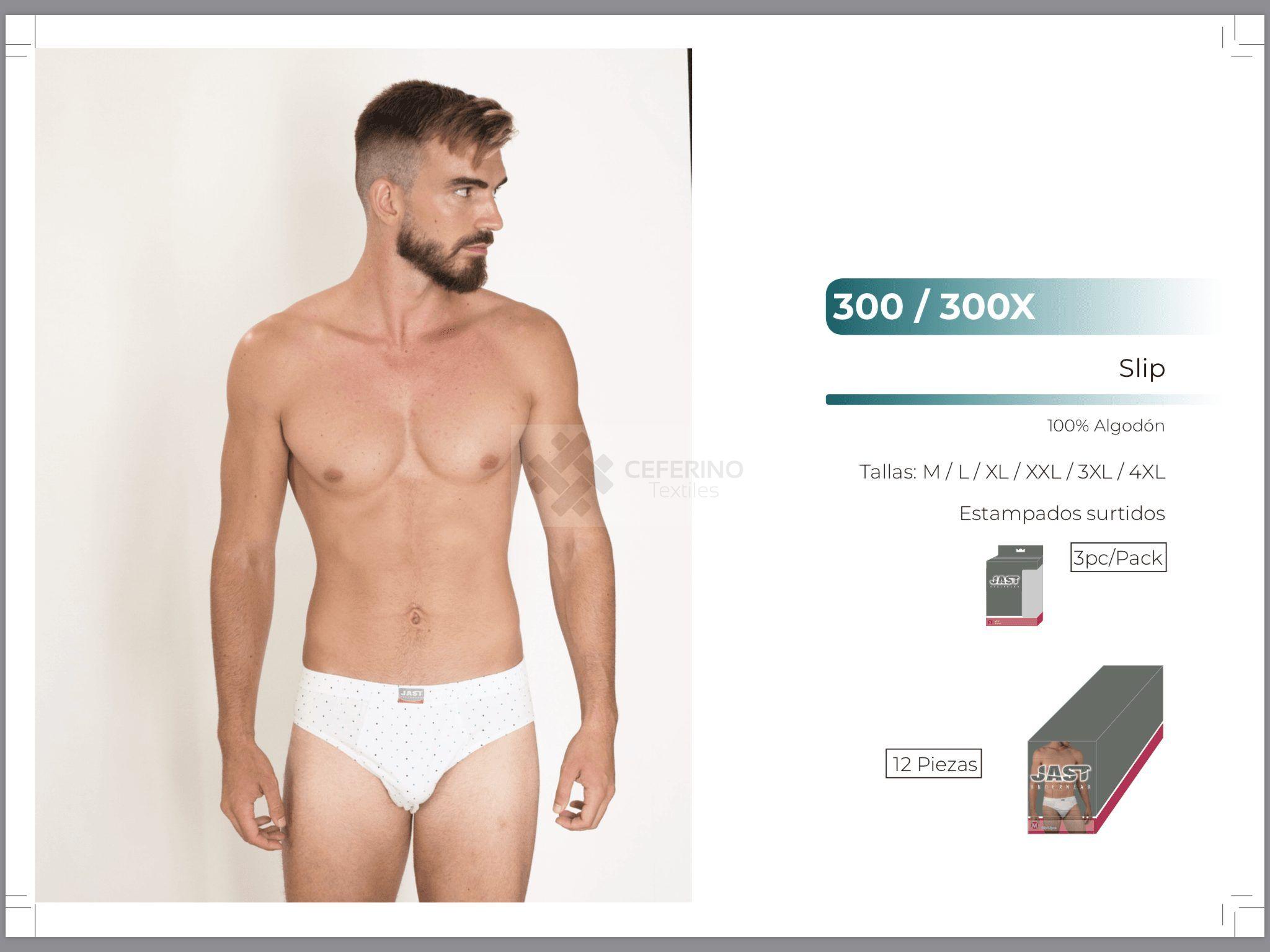 Slips caballero JAST 300 estampado blanco Pack 3 und