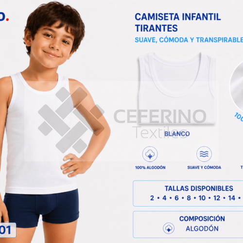Camiseta interior tirantes de niño 2-16 Fabio 7501.
