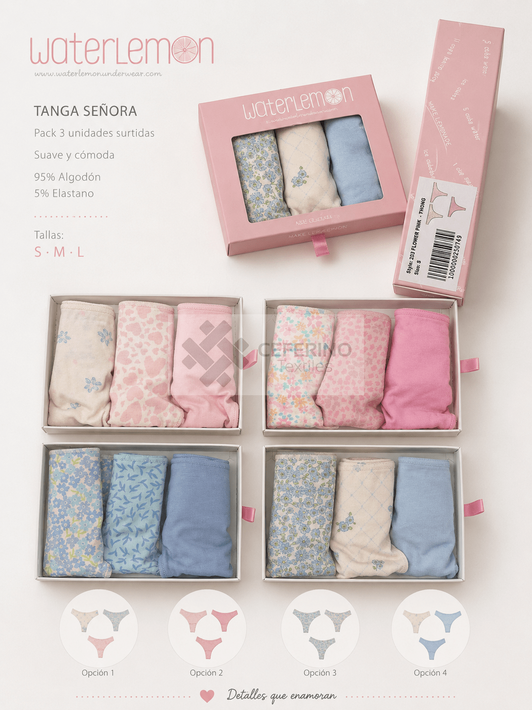 Pack 3 Bragas TANGA S-L WATERLEMON.