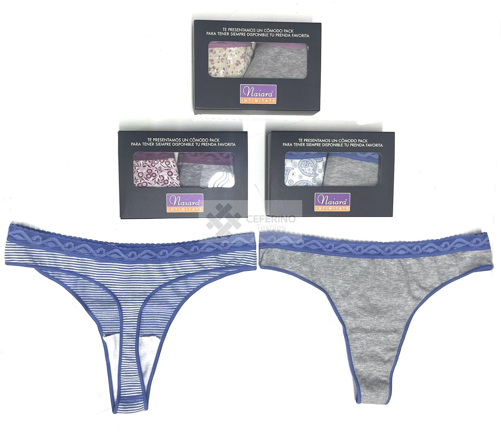 12 Bragas tanga fantasía estampadas y encaje de algodón T:U 245.