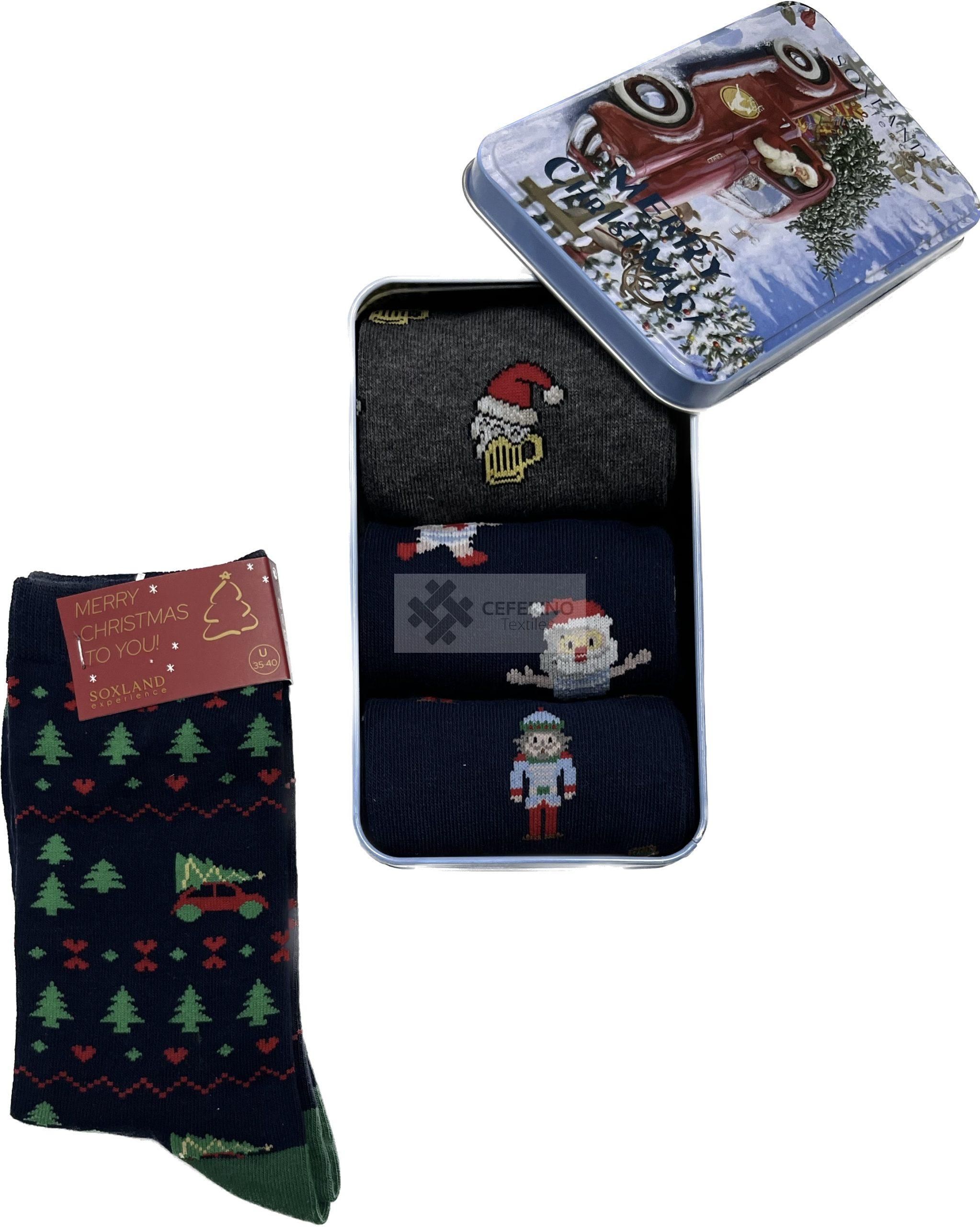 Pack regalo NAVIDAD caja musical con 3 Calcetines 35/40 Soxland 2263.