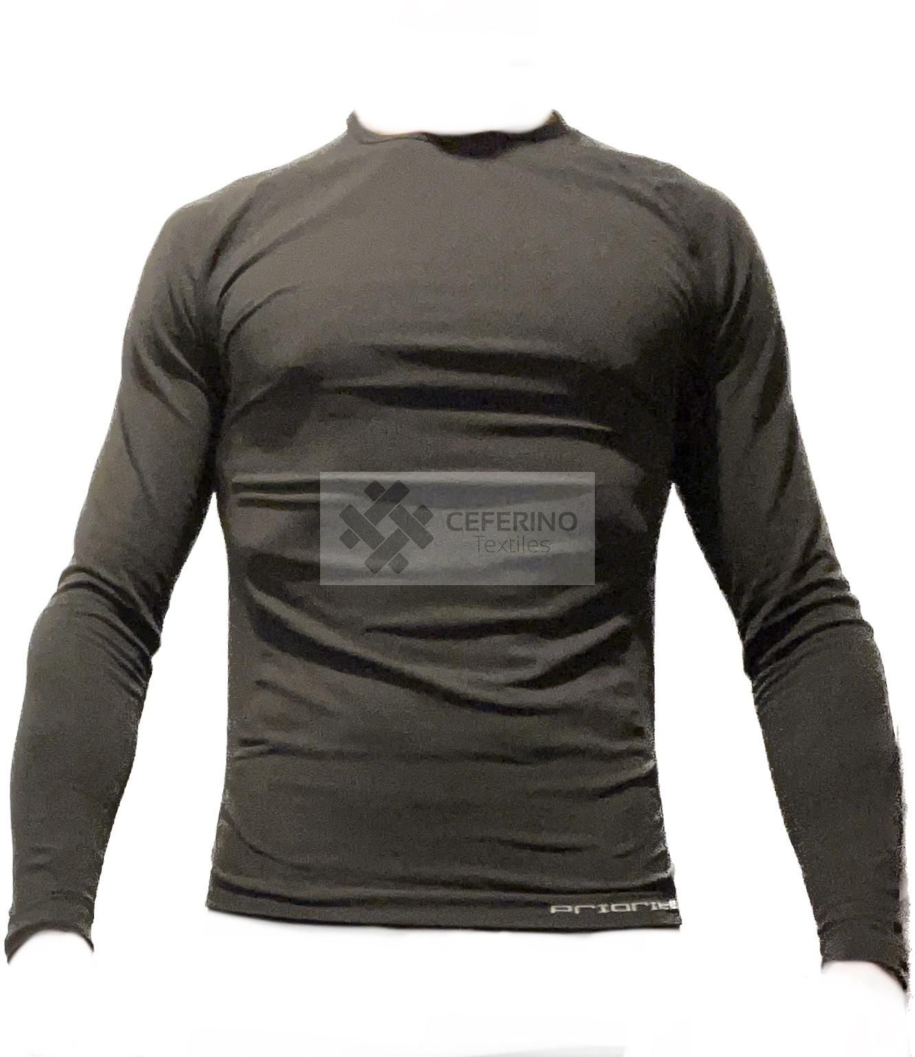 Camiseta termal deportiva manga larga cuello redondo Priorite 801.