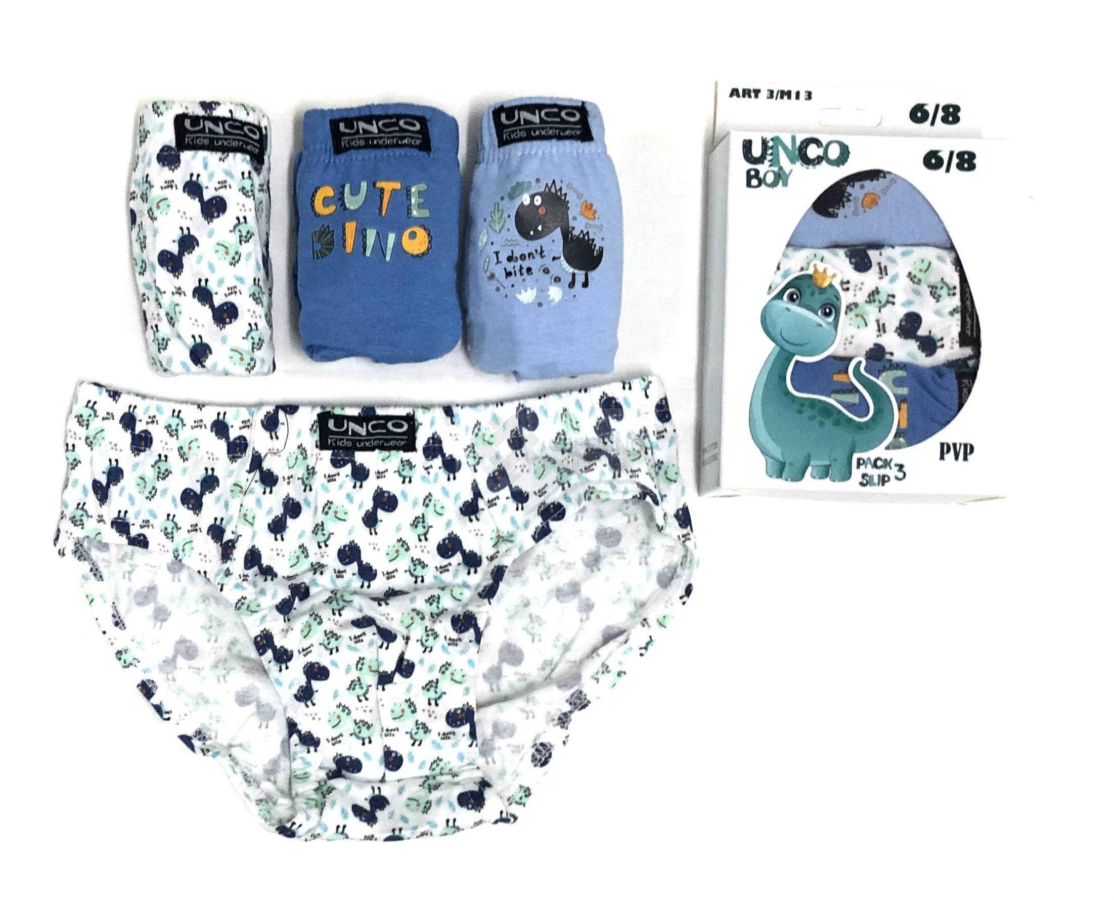 Pack 3 Slips algodón estampado niño Unco A.M13.