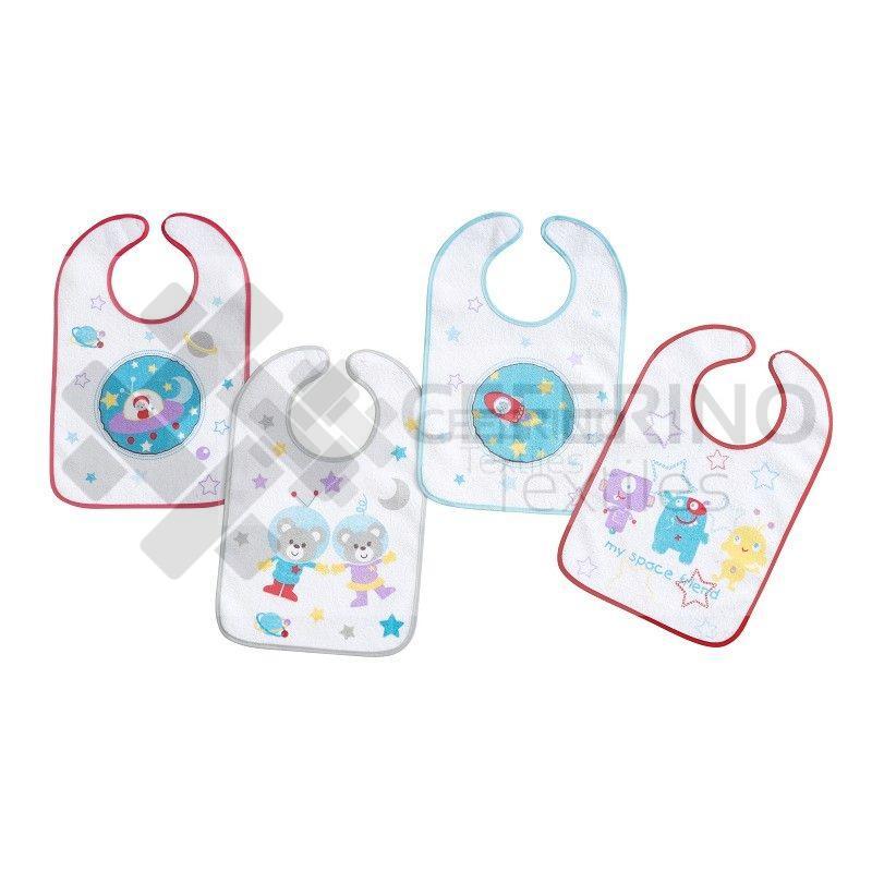 Pack de 12 Baberos de rizo plastificado y estampados 25x40 Interbaby 134
