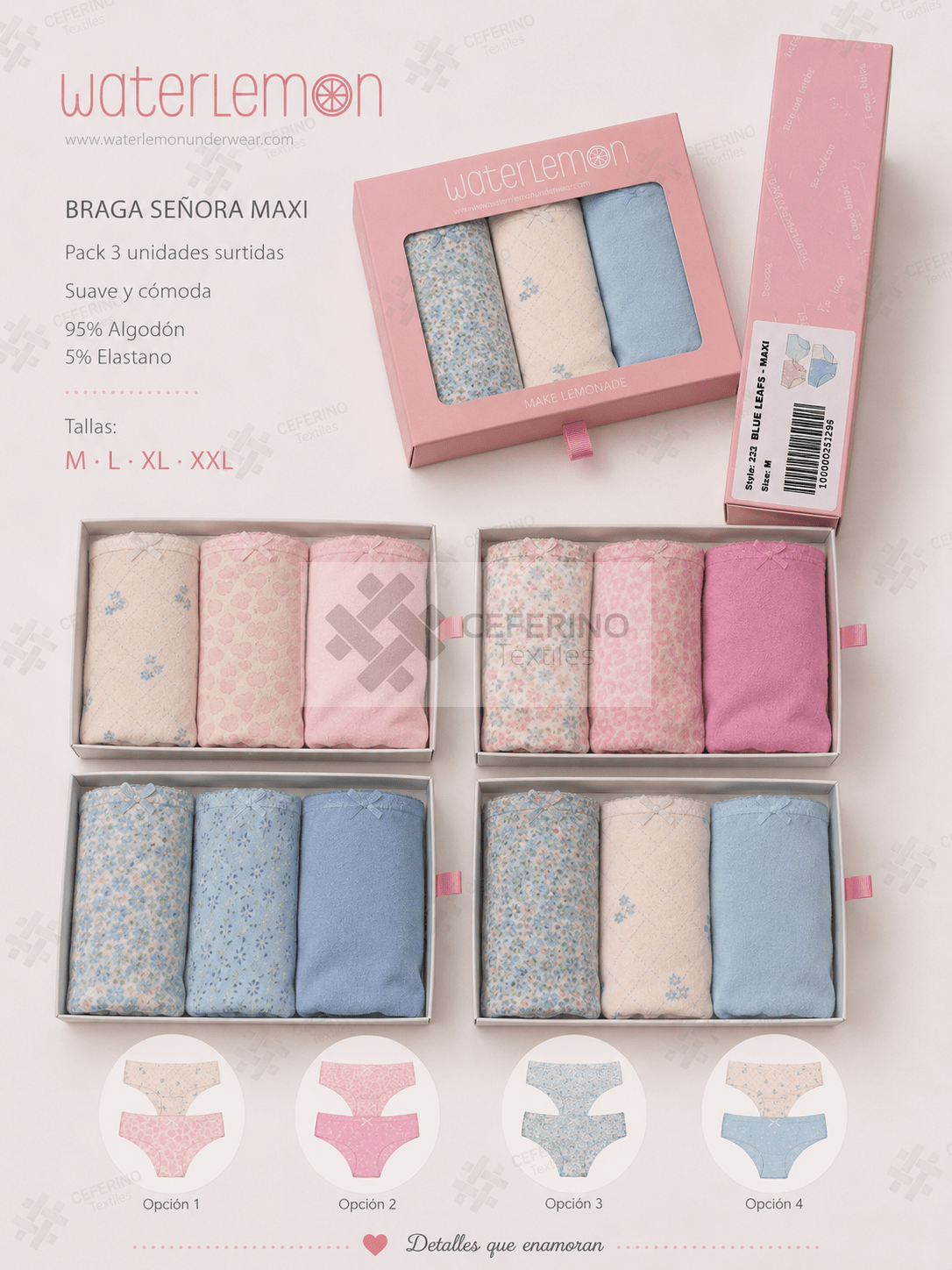 Pack 3 Bragas MAXI M-XXL WATERLEMON.