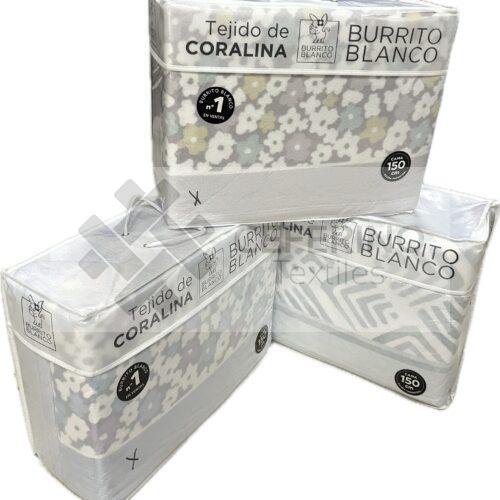 Juego Sabana coralina para cama 90 - 200 Burrito Blanco.