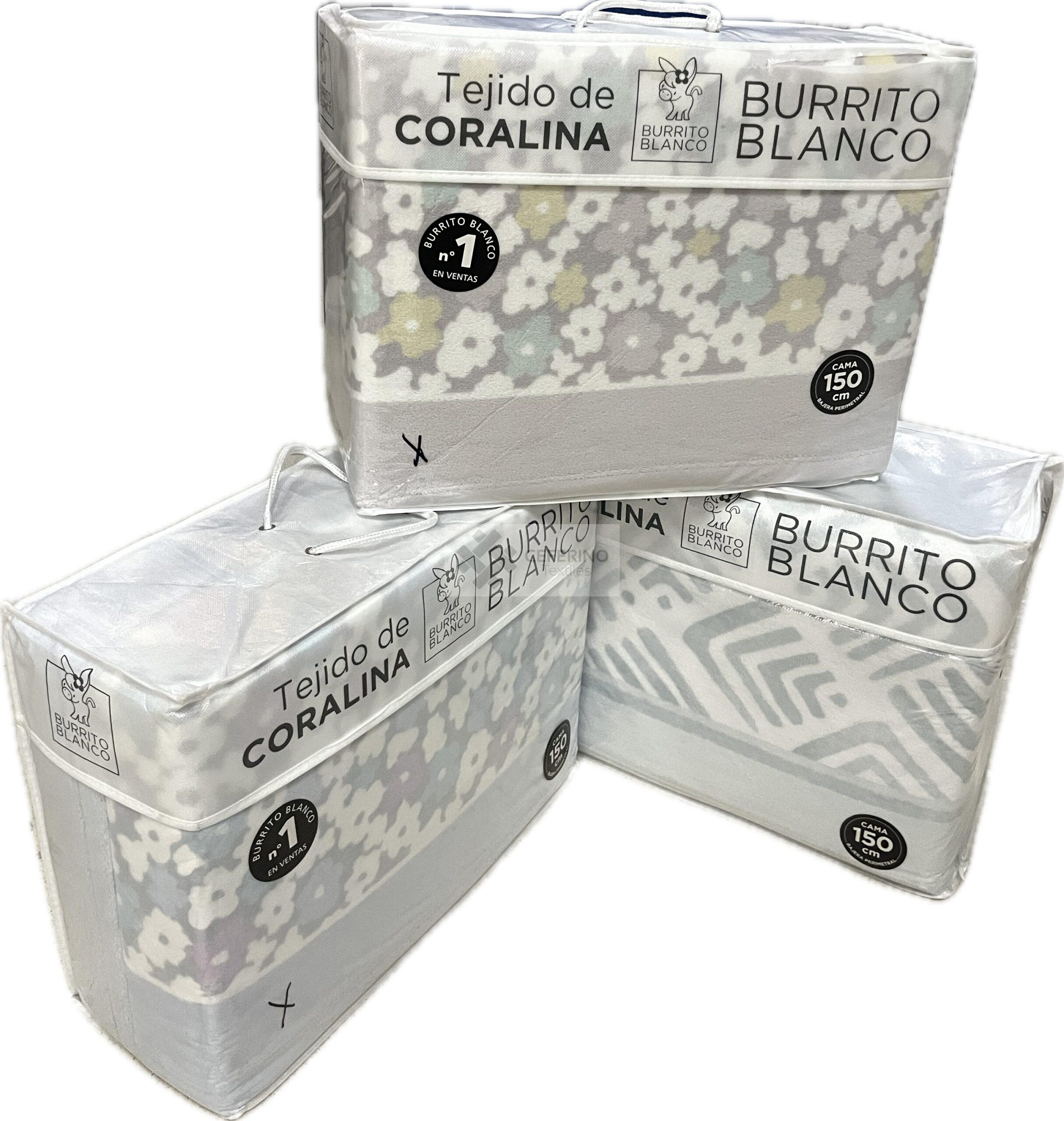 Juego Sabana coralina para cama 90 - 200 Burrito Blanco.