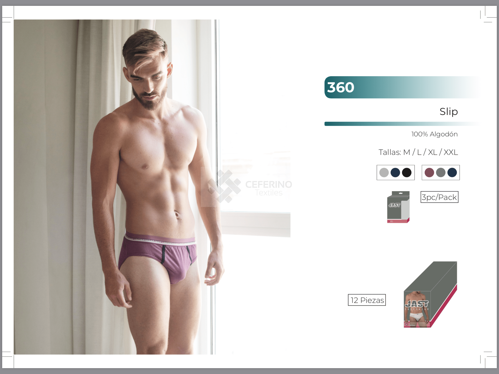 Slips caballero JAST 360 goma vista Packs 3 und