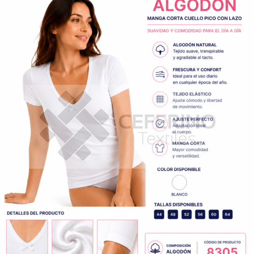 Camiseta interior de señora manga corta 44-60 Lara 8305