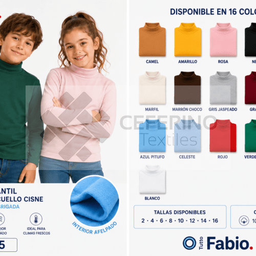 Jersey unisex infantil cisne algodón color 2-16 Fabio 8145C color.