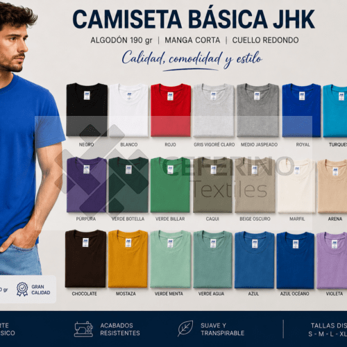 Camiseta manga corta adulto XS - XXL JHK TSRA190.