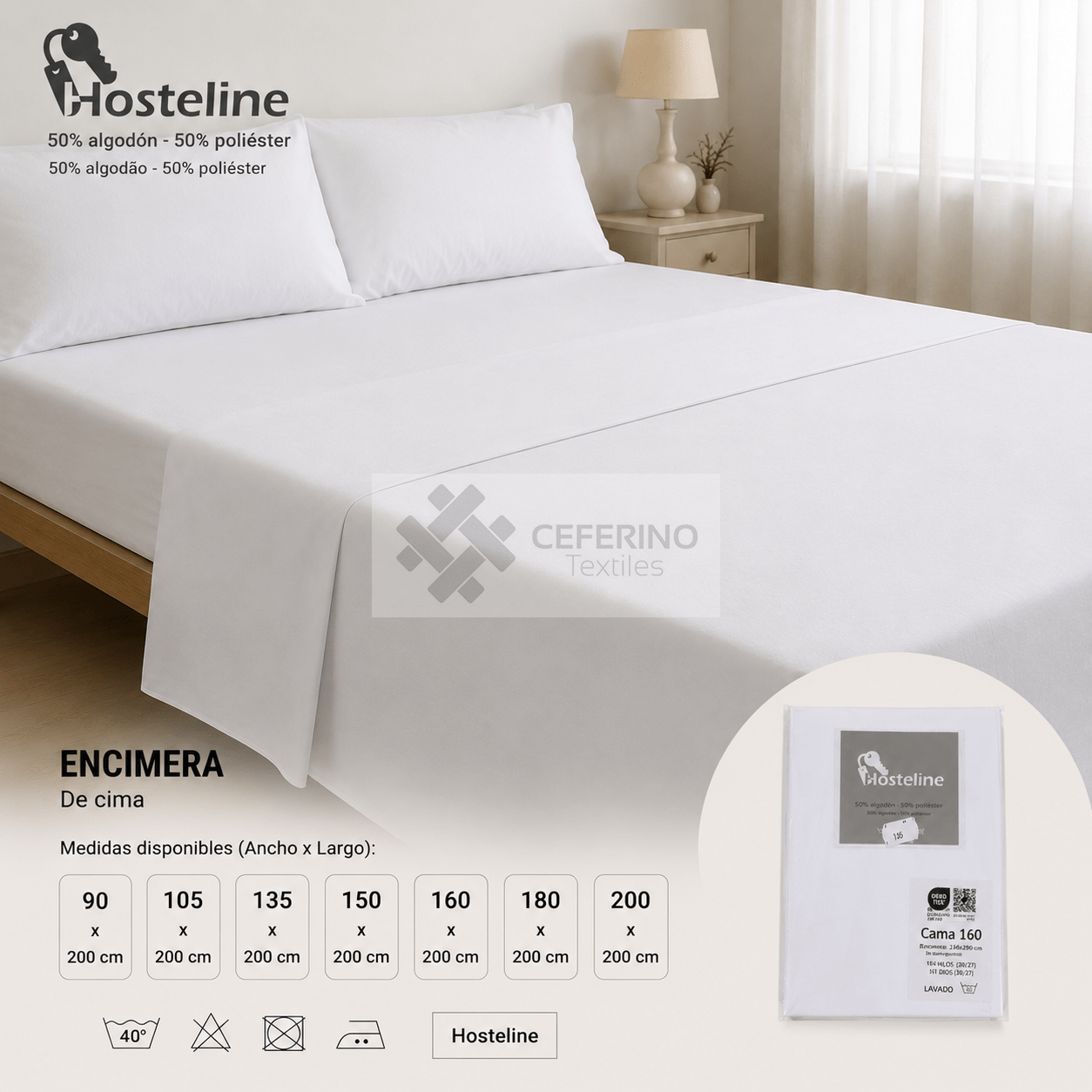 Encimera Hostelería de tela para cama Hosteline 90 - 200 cm.