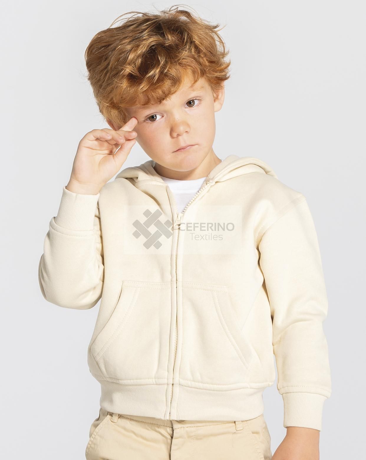 Sudadera manga larga afelpada abierta capucha 1/2 a 12/14 JHK SWRHOOD.